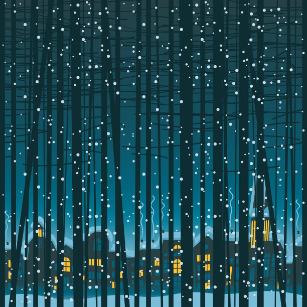 冬季无缝格局与树木和城市景观图片下载