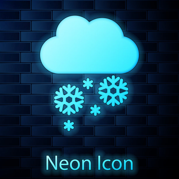 发光的霓虹云与雪图标隔离图片下载