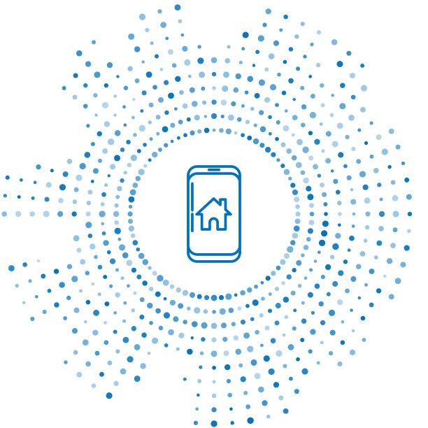 带智能家居图标的蓝线手机图片下载