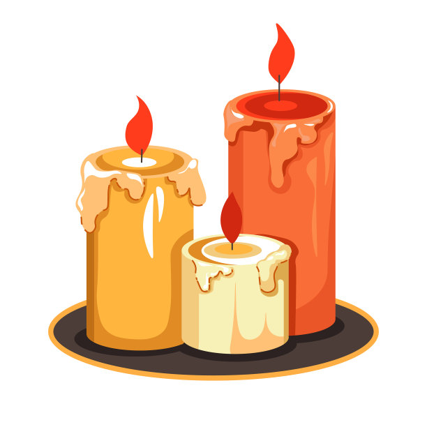 托盘上的蜡烛孤立的图标熔化蜡和图片下载