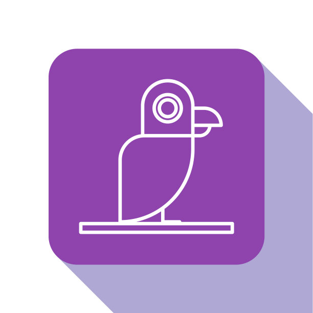 白线海盗鹦鹉图标孤立在白色图片下载