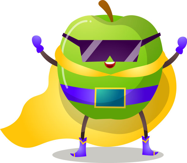 有趣的超级英雄把戴黑眼镜的苹果拟人化图片下载