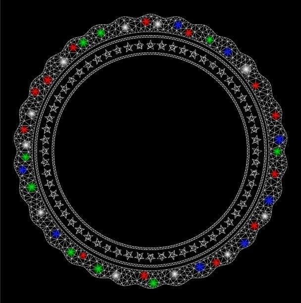 明亮网格花结圆形星框图片下载