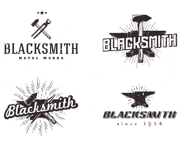 设置铁匠和金属工厂的徽章标志图片下载
