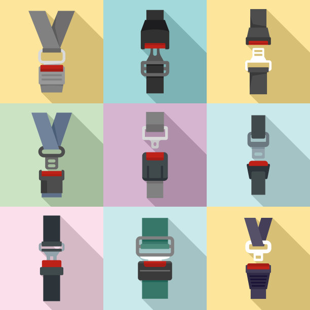 安全带图标设置扁平风格图片下载