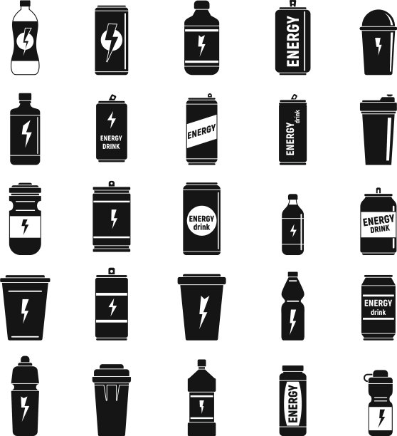 充满活力的饮料酒瓶图标设置简单的风格图片下载