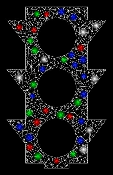 明亮的网状网络交通灯闪烁图片下载