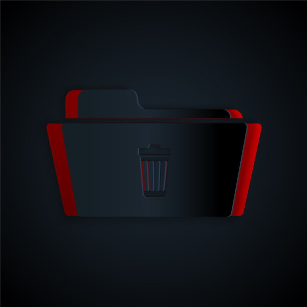 剪纸删除文件夹图标孤立在黑色图片下载