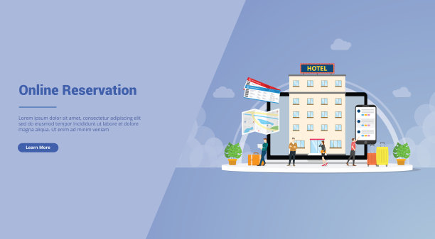 在线酒店预订与地图和笔记本电脑图片下载
