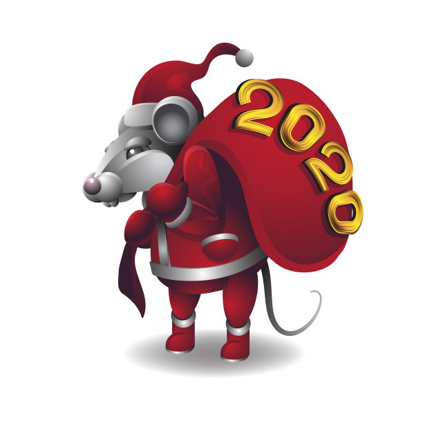 穿着圣诞老人服装的动物老鼠角色图片下载