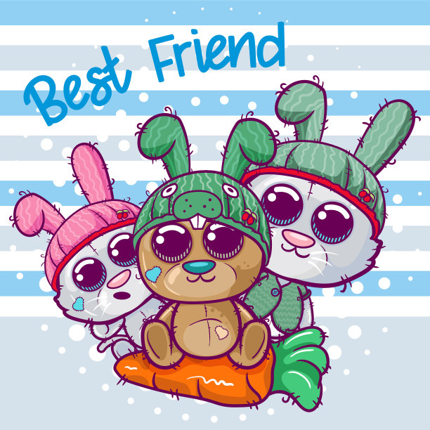 可爱的卡通小猫和熊图片下载