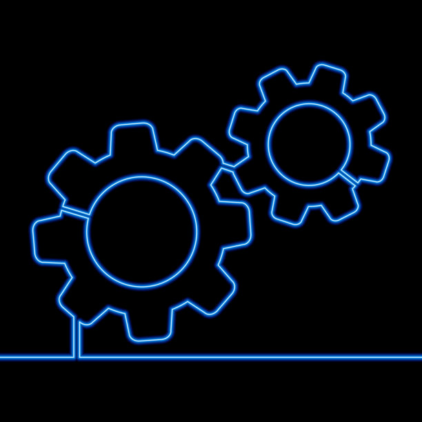 连续画线齿轮齿轮霓虹概念图片下载