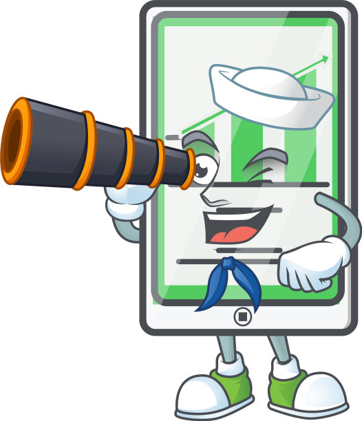 水手用双筒立式平板电脑上的图表图片下载