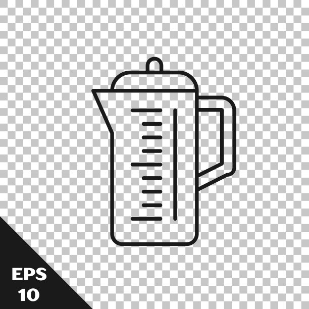 黑色线条茶壶图标孤立上透明图片下载