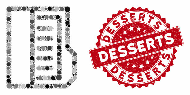 拼贴打开文件与划伤的甜点印章图片下载