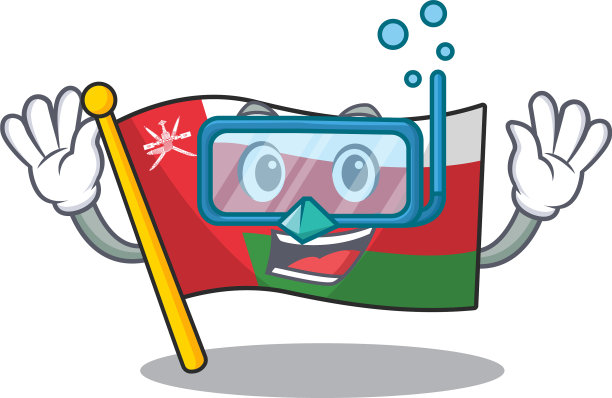 微笑旗帜阿曼卡通人物风格穿着图片下载