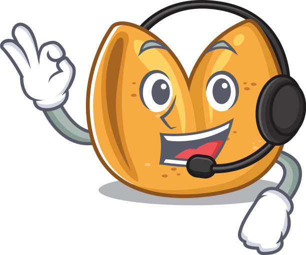 卡通幸运饼干与耳机隔离图片下载