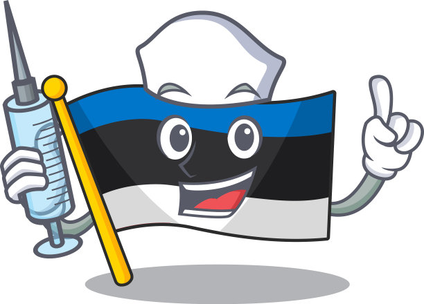 可爱的护士旗爱沙尼亚人物卡通风格图片下载