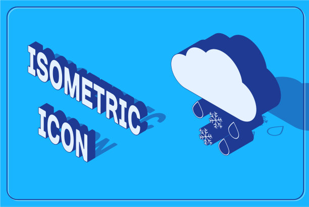 等距云与雪和雨图标隔离图片下载