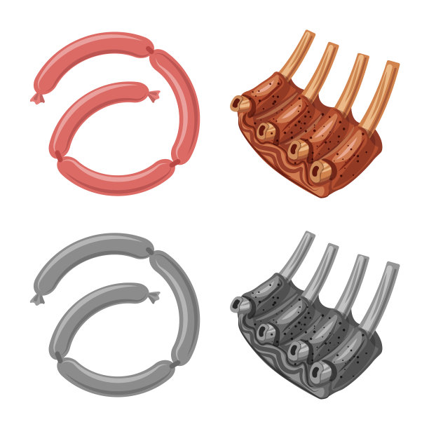 设计肉和火腿图标设置肉图片下载