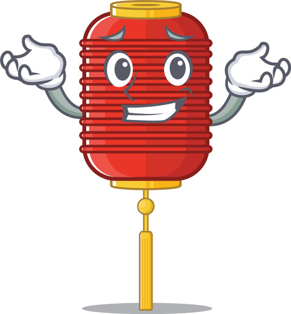 超级酷咧嘴笑的中国灯笼吉祥物卡通图片下载