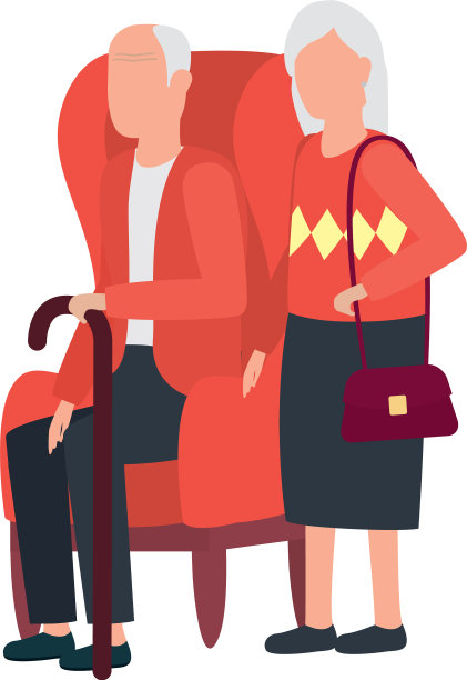 祖母和祖父坐在沙发上的化身图片下载