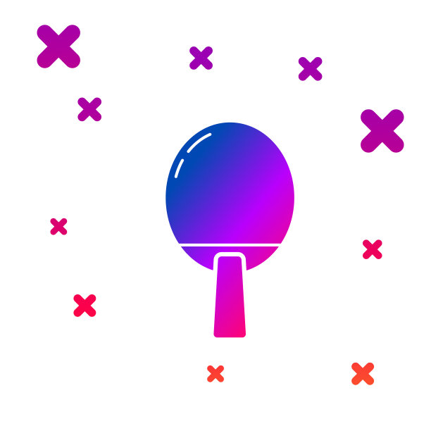 彩色乒乓球球拍图标图片下载