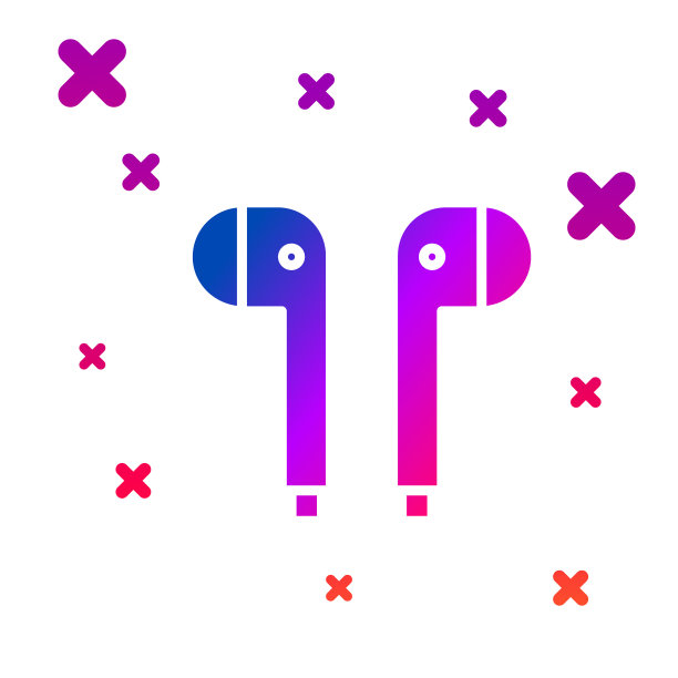 彩色空气耳机图标图标隔离在白色图片下载