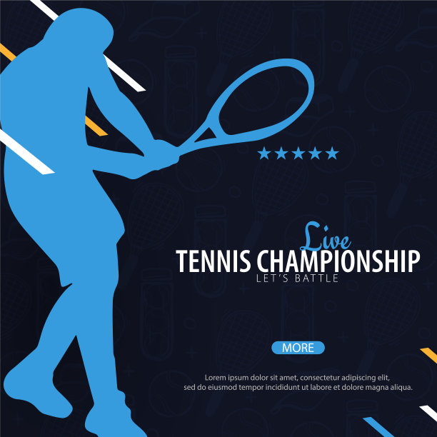 网球锦标赛的旗帜设计与球员和图片下载