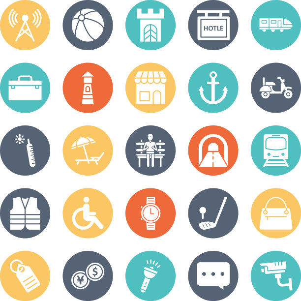 旅行孤立图标设置每一个ico图片下载