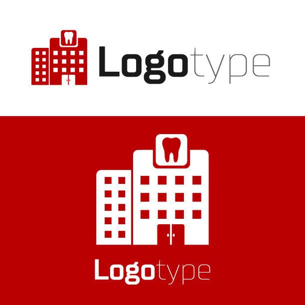 红色牙科诊所图标孤立在白色上图片下载