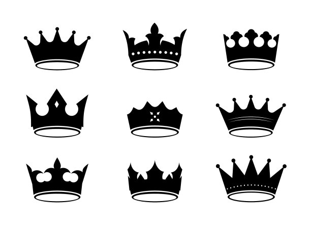 设置黑色国王王冠和图标图片下载