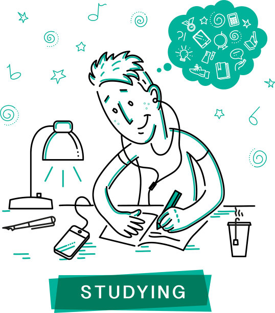 平面研究男孩学校图标设置孤立图片下载