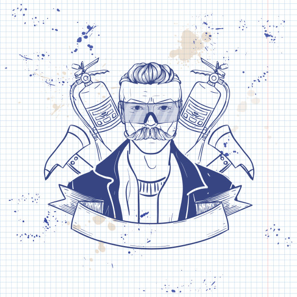 手绘草图消防员图标图片下载