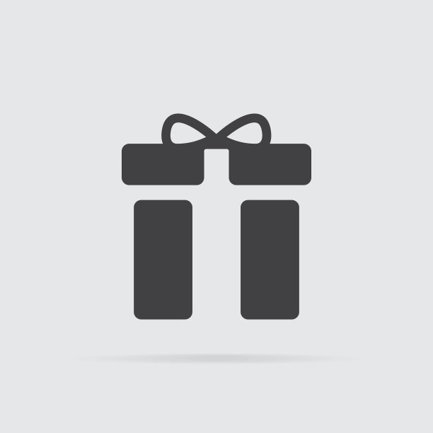 礼物图标在平面风格孤立在灰色图片下载