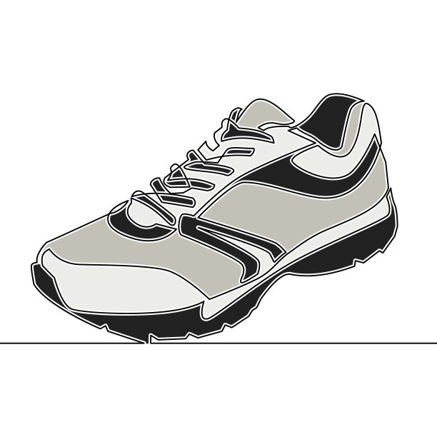 平面连续画线条艺术运动鞋的概念图片下载