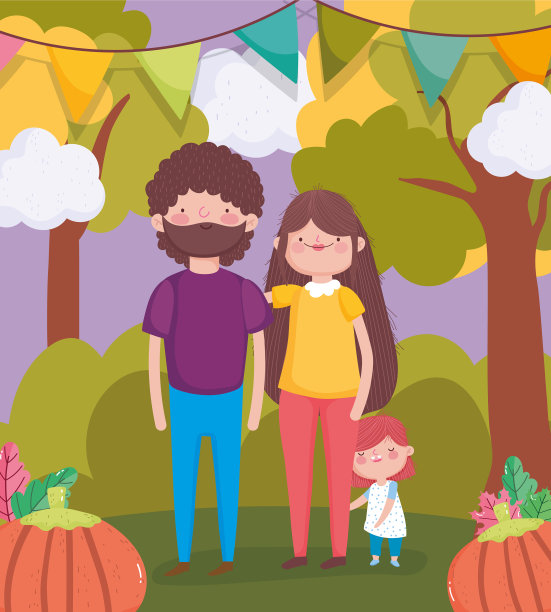 感恩节快乐，爸爸，妈妈，女儿图片下载