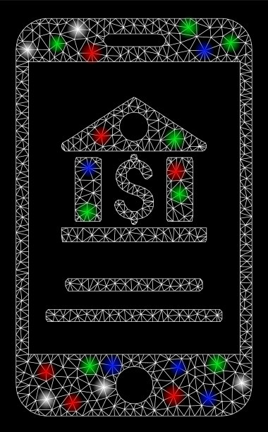 明亮网状网络移动银行与耀斑图片下载