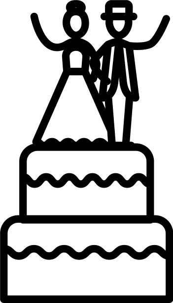美味的蛋糕与夫妇线风格的图标图片下载