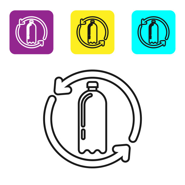 回收塑料瓶图标用黑线隔开图片下载