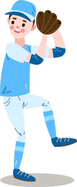 这个十几岁的男孩穿着蓝色的制服打棒球图片下载