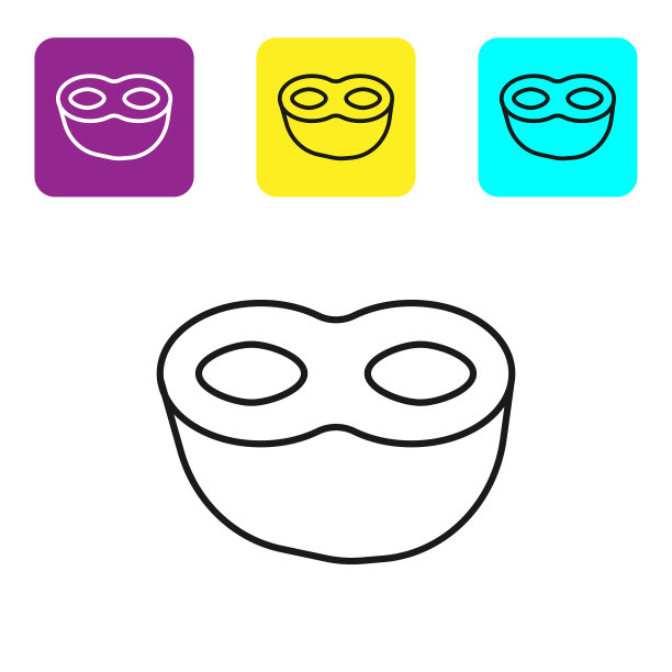 黑色线节日面具图标孤立在白色图片下载