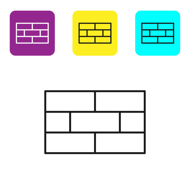 黑色线条砖图标孤立在白色上图片下载