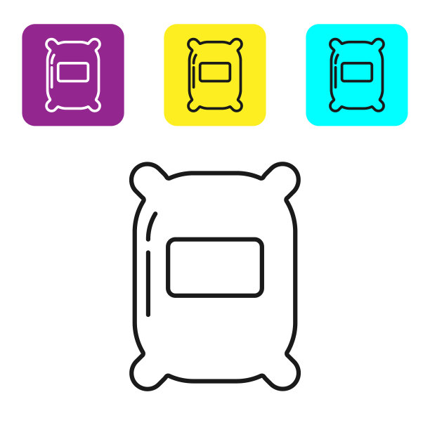 黑色线袋面粉图标孤立在白色图片下载