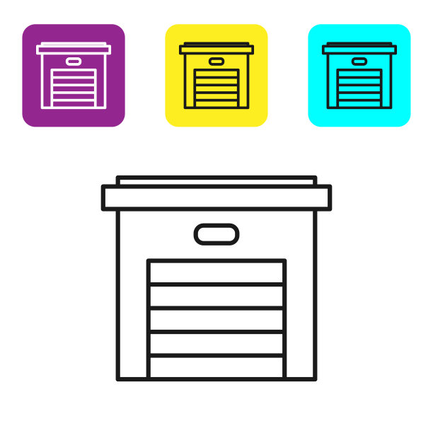 黑色线车库图标孤立在白色图片下载