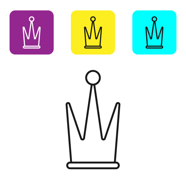 黑色线皇冠图标孤立在白色背景图片下载