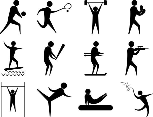 剪影的人运动不同的活动图标图片下载