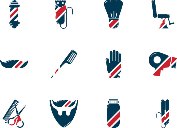 理发店配件工具化妆品图标集图片下载