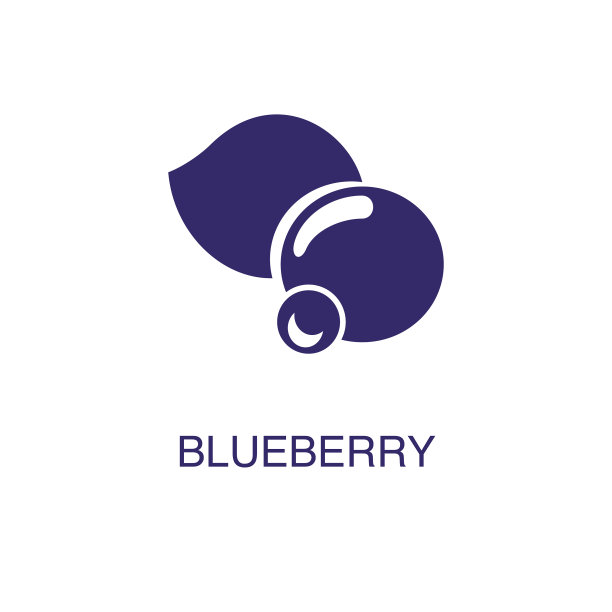 蓝莓元素在平坦的简单风格的白色图片下载