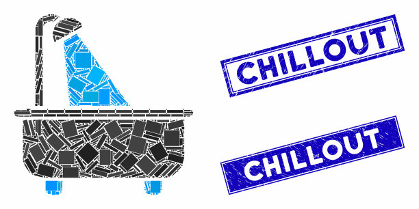 浴马赛克和垃圾矩形冷却邮票图片下载